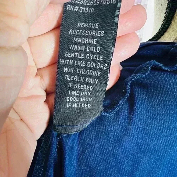 BCX DRESS Size M Womens Blue Lined Tie front Pullover 3/4 sleeve tunic - Picture 10 of 11